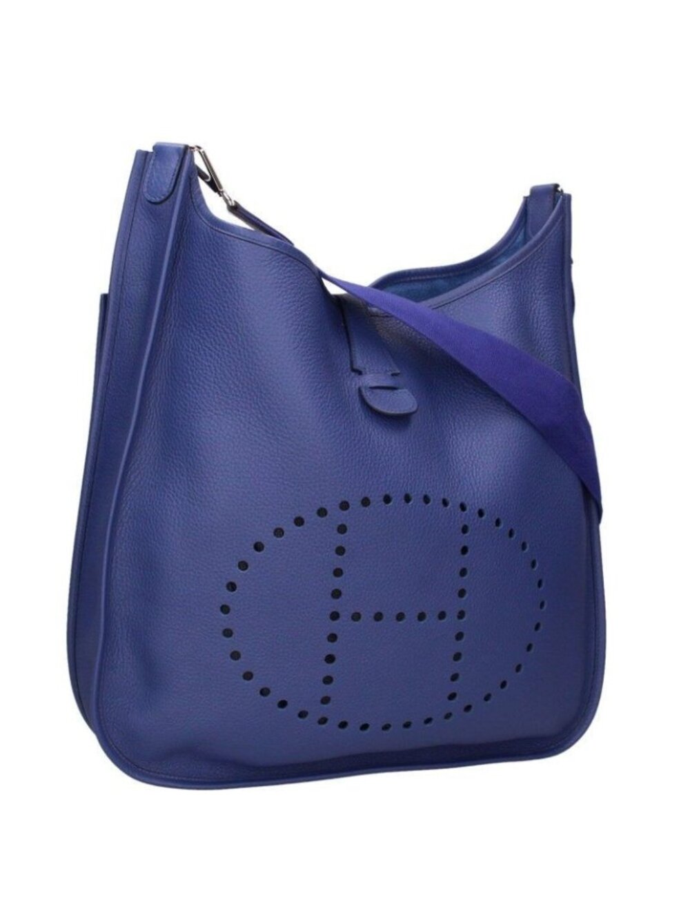 Hermes Evelyne TGM Silver Leather Shoulder Bag TGM